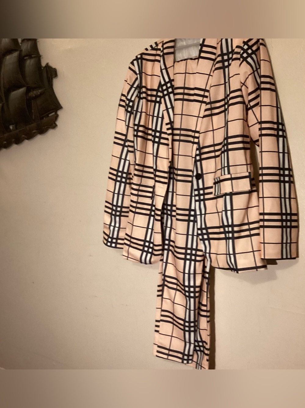 Chicme Plaid Women's Blazer & Pants smaller Set Xl